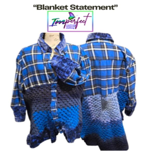 Upcycled flannel crocheted high-low - Picture 1 of 2